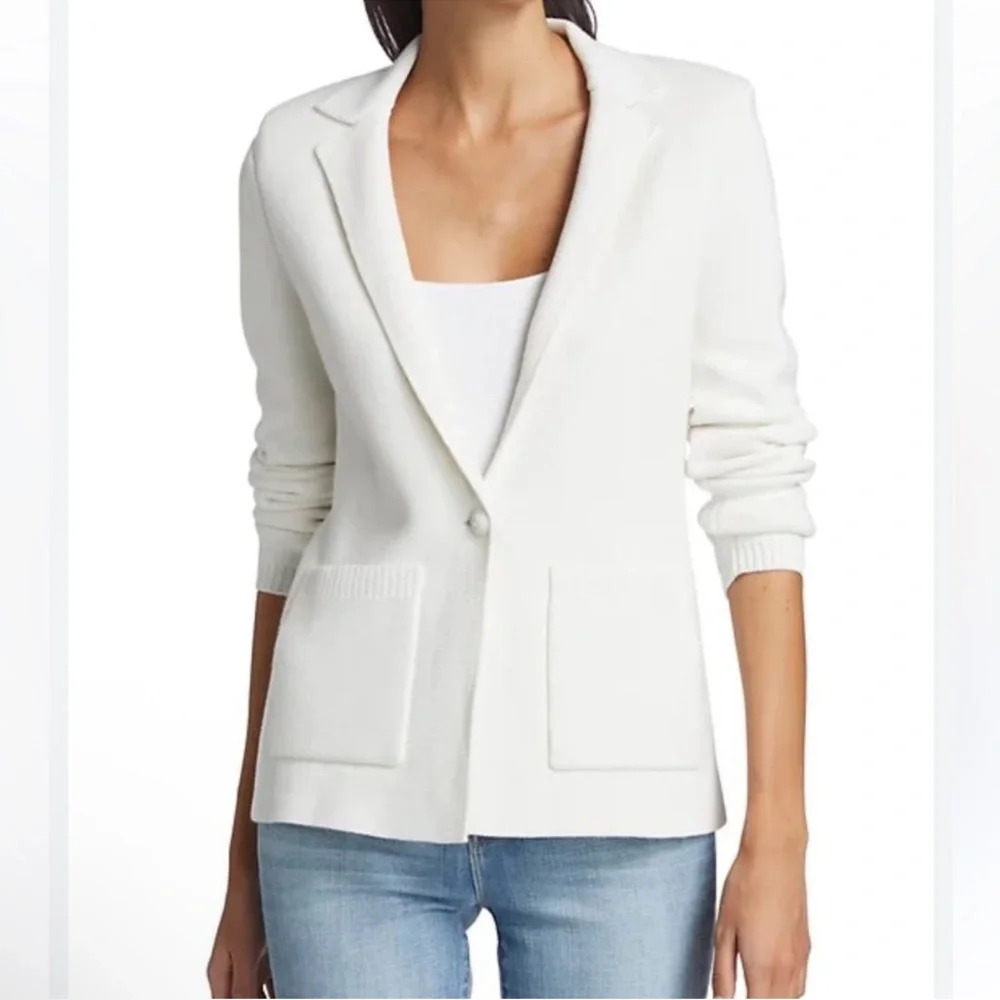 L'Agence Lacey White Knit Blazer